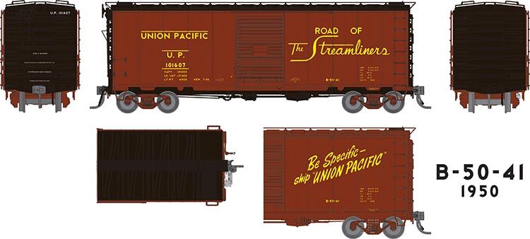 Rapido Trains 154004A HO Scale B-50-41 Boxcar Union Pacific "1950 Delivery" UP # Varies
