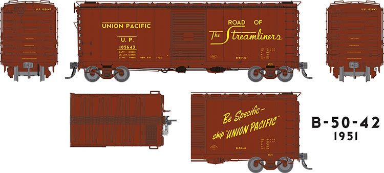 Rapido Trains 154006A HO Scale B-50-42 Boxcar Union Pacific "1951 Delivery" UP # Varies