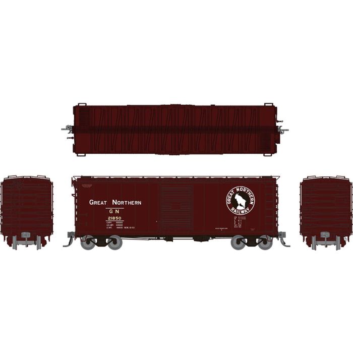Rapido Trains 155001A HO Scale 40' Boxcar Great Northern "Mineral Red  with  Early IDNE" GN #s Vary