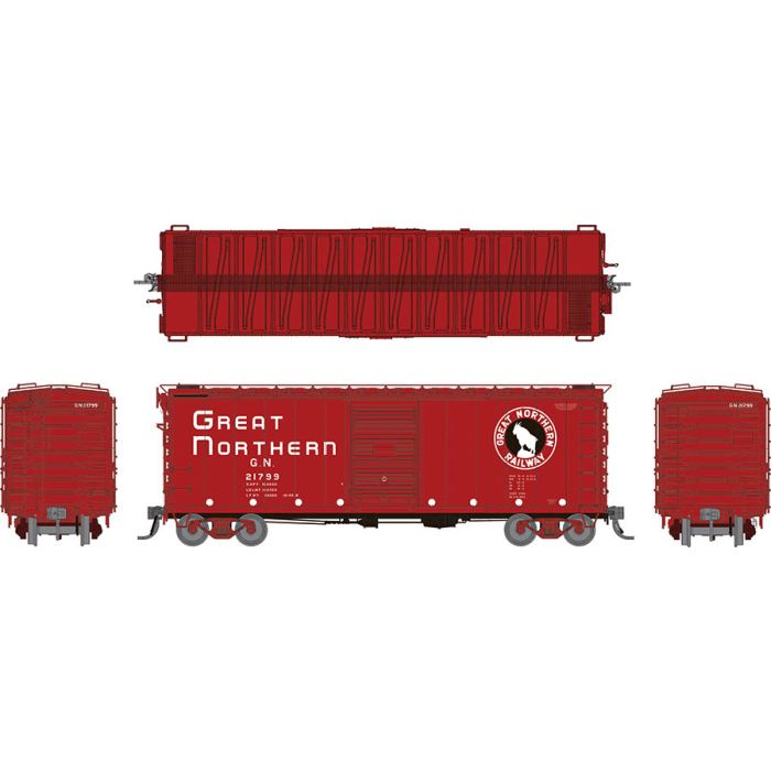 Rapido Trains 155002A HO Scale 40' Boxcar Great Northern "Chinese Red  with  Early IDNE" GN #s Vary