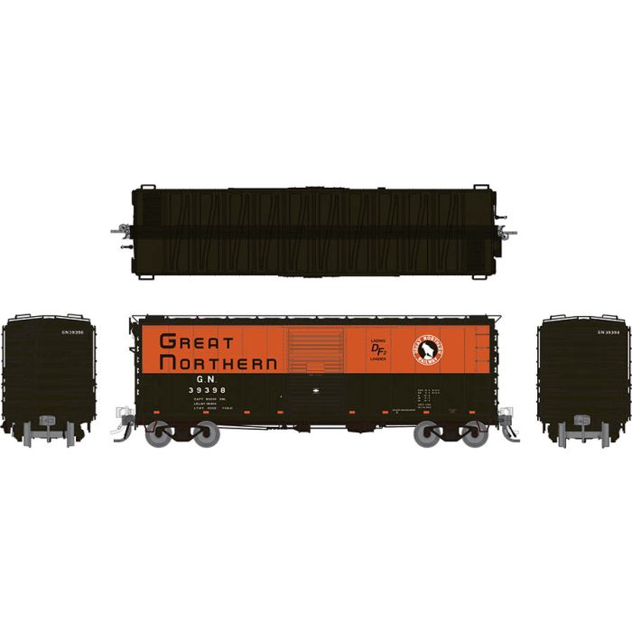 Rapido Trains 155004A HO Scale 40' Boxcar Great Northern "Green & Orange  with  Early IDNE" GN #s Vary
