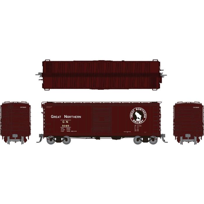 Rapido Trains 155005A HO Scale 40' Boxcar Great Northern "Mineral Red  with  Late IDNE" GN #s Vary