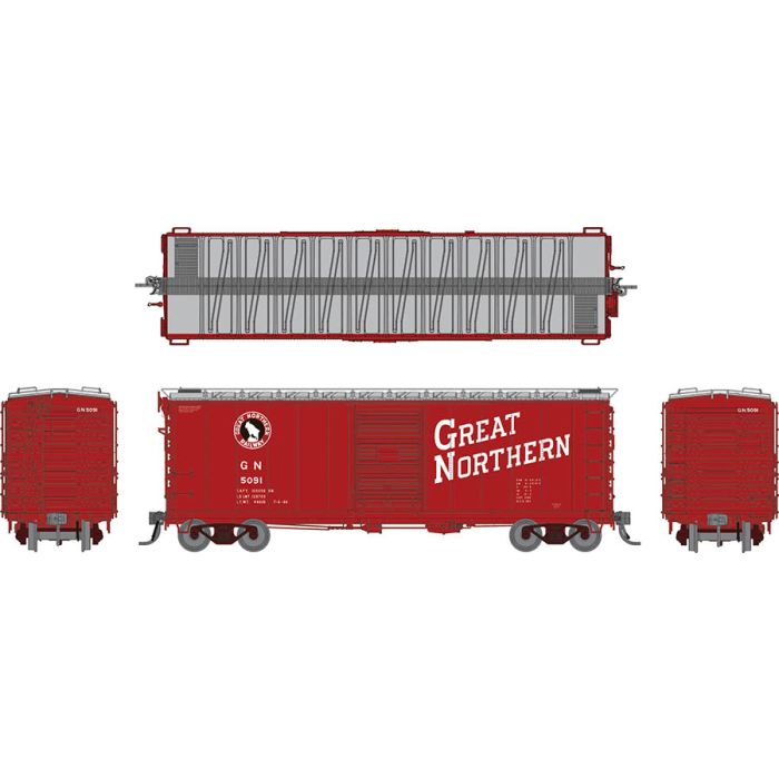 Rapido Trains 155006A HO Scale 40' Boxcar Great Northern "Chinese Red  with  Late IDNE" GN #s Vary