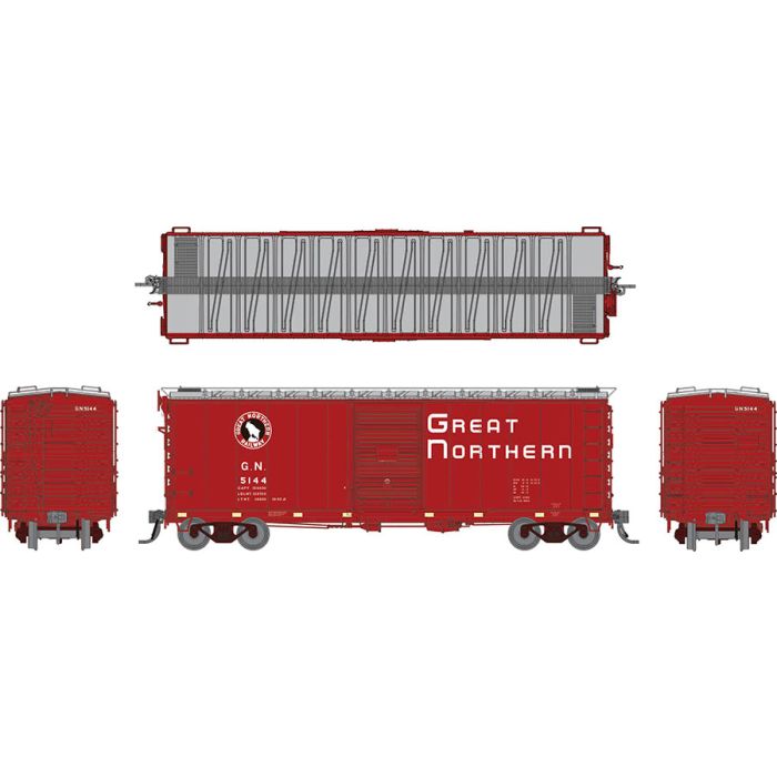 Rapido Trains 155008A HO Scale 40' Boxcar Great Northern "Chinese Red  with  Late IDNE" GN #s Vary