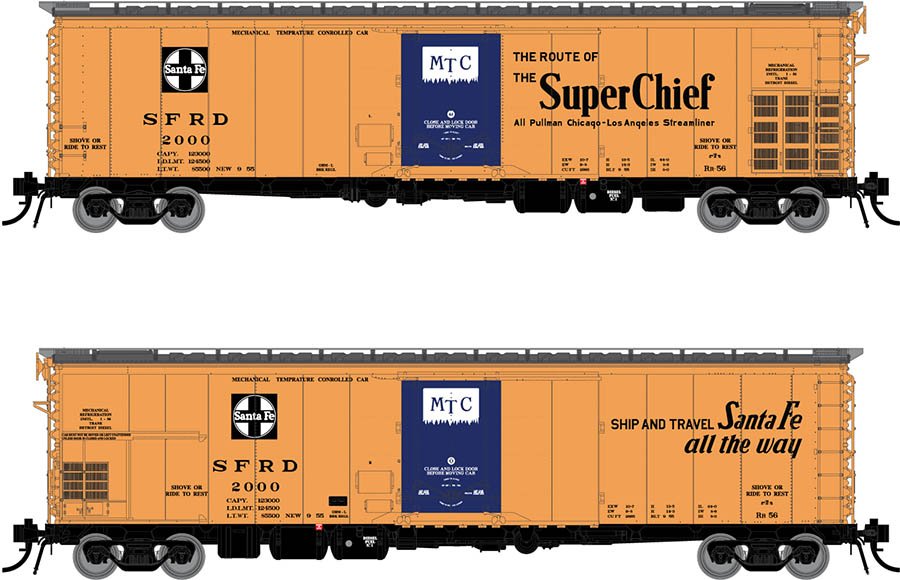 Rapido Trains 156001A HO Scale RR-56 Reefer Santa Fe Super Chief SFRD # Varies