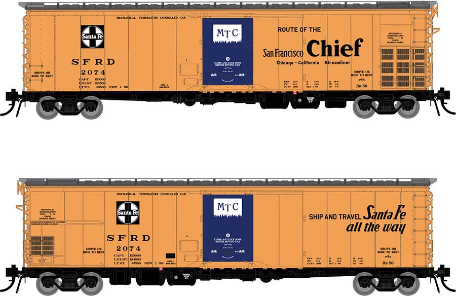 Rapido Trains 156002A HO Scale RR-56 Reefer Santa Fe San Francisco Chief SFRD # Varies