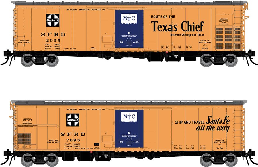 Rapido Trains 156003A HO Scale RR-56 Reefer Santa Fe Texas Chief SFRD # Varies