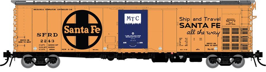 Rapido Trains 156010A HO Scale RR-61 Reefer Santa Fe All The Way SFRD # Varies