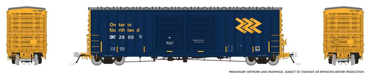 Rapido Trains 170009A HO Scale PCF B70 Boxcar Ontario Northland ONT # Varies