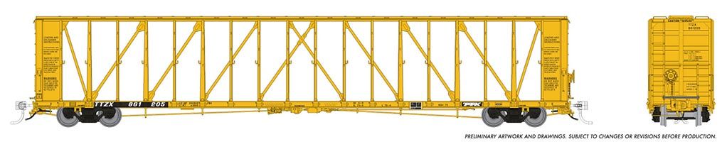 Rapido Trains 174007A HO Scale NSC 73' Centerbeam Flatcar Trailer Train TTZX # Varies