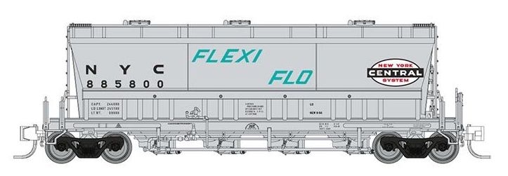 Rapido Trains 533002A N Scale PD3500 Flexi Flo Covered Hopper New York Central (Early) NYC # Varies