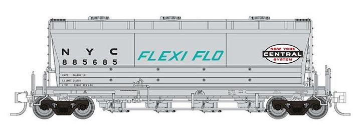 Rapido Trains 533003A N Scale PD3500 Flexi Flo Covered Hopper New York Central (Late) NYC # Varies