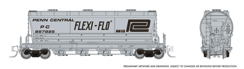 Rapido Trains 533004A N Scale PD3500 Flexi Flo Covered Hopper Penn Central (Late) PC # Varies
