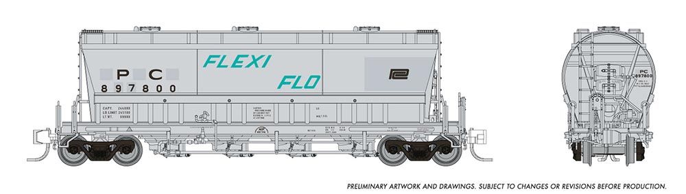Rapido Trains 533005A N Scale PD3500 Flexi Flo Covered Hopper Penn Central (ex NYC) PC # Varies