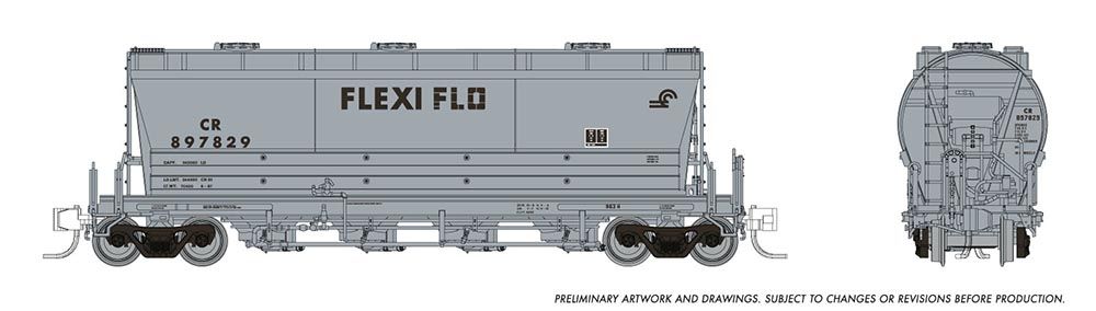 Rapido Trains 533006A N Scale PD3500 Flexi Flo Covered Hopper Conrail (Repaint) CR # Varies