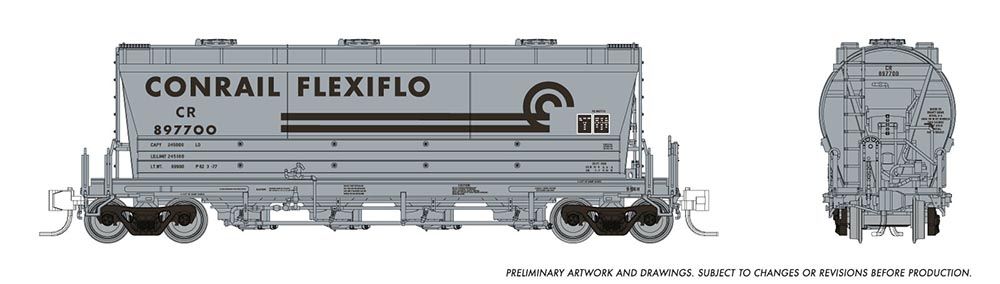 Rapido Trains 533007A N Scale PD3500 Flexi Flo Covered Hopper Conrail (Billboard) CR # Varies