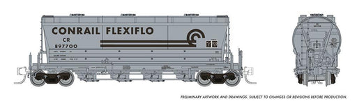 Rapido Trains 533007A N Scale PD3500 Flexi Flo Covered Hopper Conrail (Billboard) CR # Varies