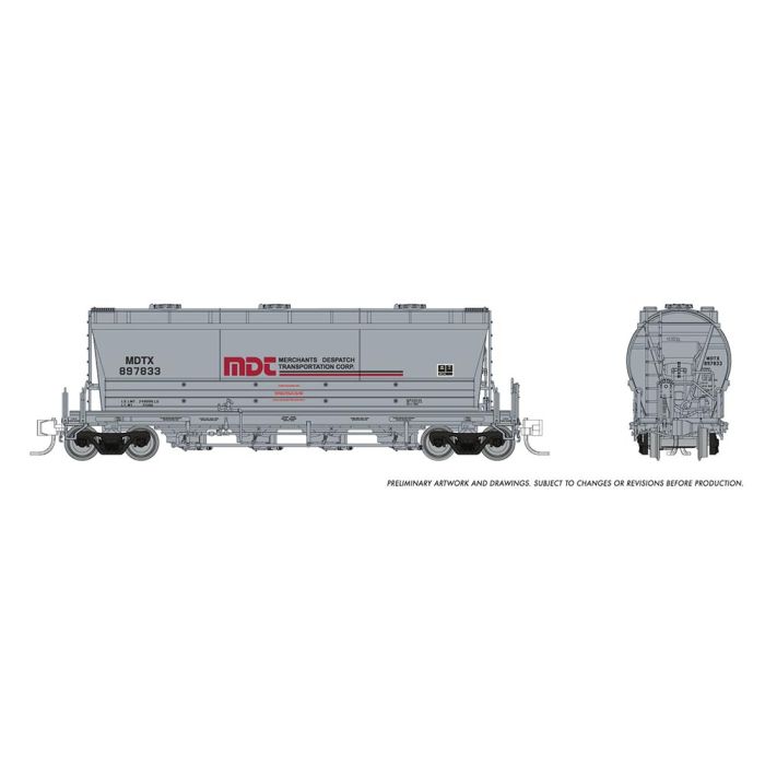 Rapido Trains 533010A N Scale PD3500 Flexi Flo Covered Hopper Merchants Despatch MDTX # Varies