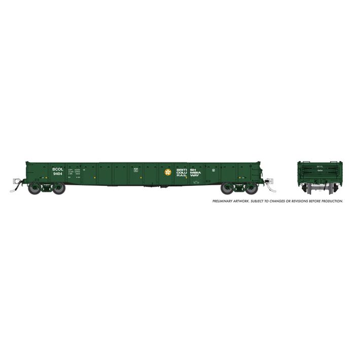 Rapido Trains 50047A HO Scale 52'6" Mill Gondola British Columbia Rwy BC Rail #Varies