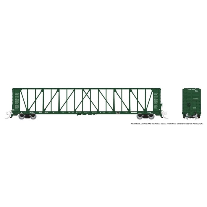 Rapido Trains 562001A N Scale NSC 73' Centerbeam Flatcar British Columbia Rwy BC Rail # Varies