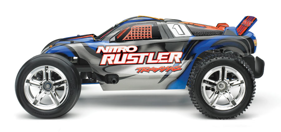 Traxxas 44096-3 1/10 Nitro Rustler Stadium Truck Silver and Blue