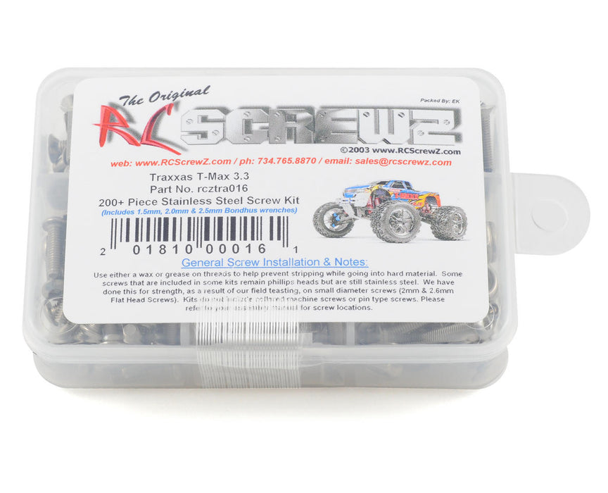 RC Screwz TRA016 Stainless Steel Screw Set for Traxxas T-Maxx 3.3