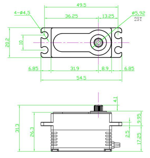 REEFS RC (24) 299LP Low Profile High Speed High Torque Servo