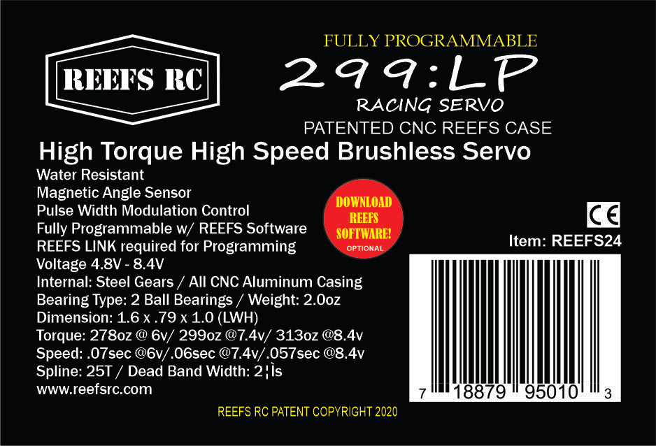 REEFS RC (24) 299LP Low Profile High Speed High Torque Servo