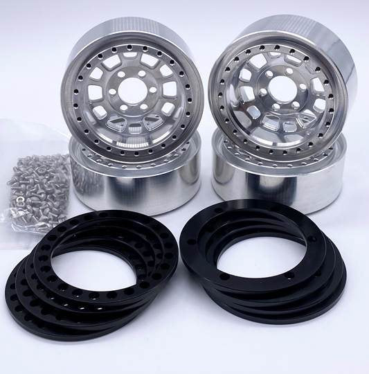 Reefs RC Hammer 1.9" Beadlock Off-Road Crawler Wheels with Black Rings and Hardware 4 Pack