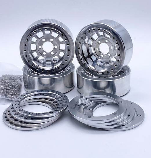 Reefs RC Hammer 1.9" Beadlock Off-Road Crawler Wheels with Silver Rings and Hardware 4 Pack
