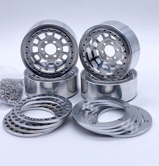 Reefs RC Hammer 1.9" Beadlock Off-Road Crawler Wheels with Silver Rings and Hardware 4 Pack