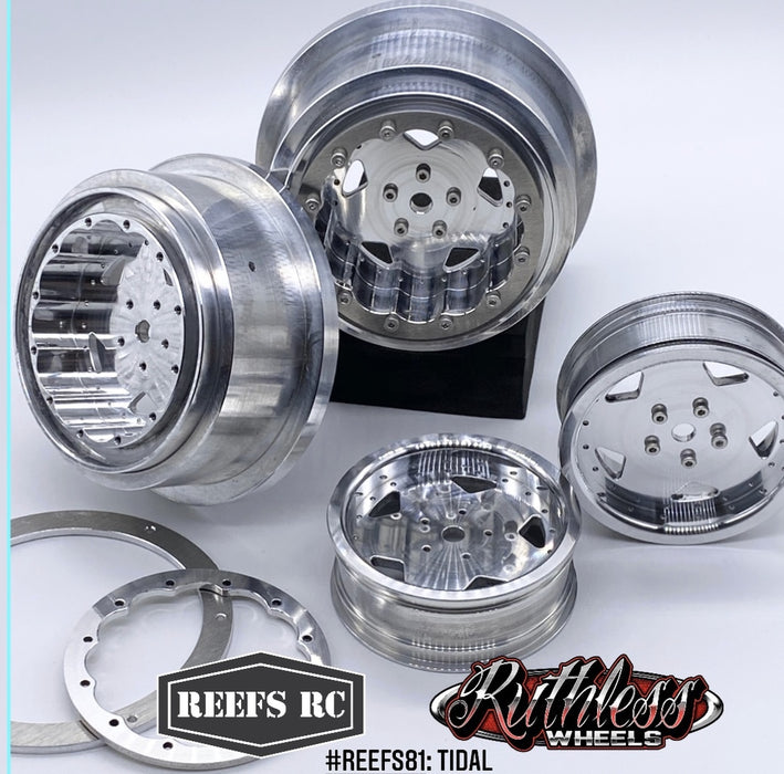 Reefs RC Tidal Beadlock Drag Car Wheels with Rings and Hardware