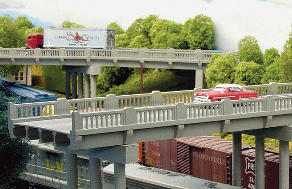 Rix Products 102 HO Scale Vintage 50' Highway Overpass Kit with Pier