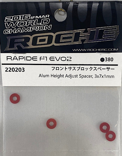 Roche 220203 Red Aluminum 3x7x1.0mm Height Adjust Spacer for Rapide F1 