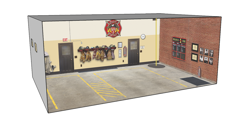 Roomettes 01-104-01 HO Scale Bradley Firehall Interior Kit (Fits DPM 10400)
