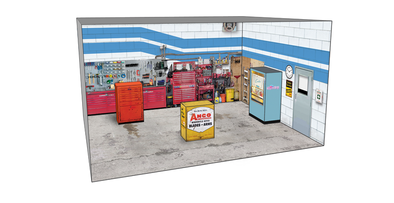 Roomettes 02-108-01 HO Scale Crafton's Ave Service Station Interior Kit (Fits City Classics 108)