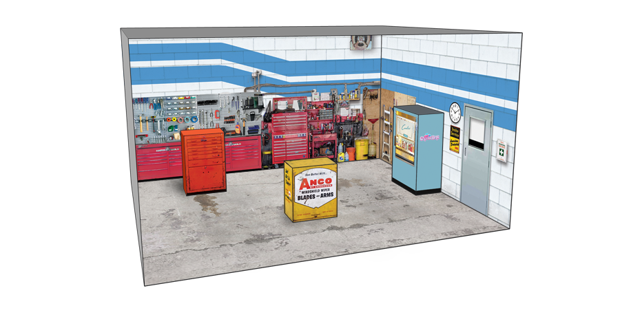 Roomettes 02-108-01 HO Scale Crafton's Ave Service Station Interior Kit (Fits City Classics 108)