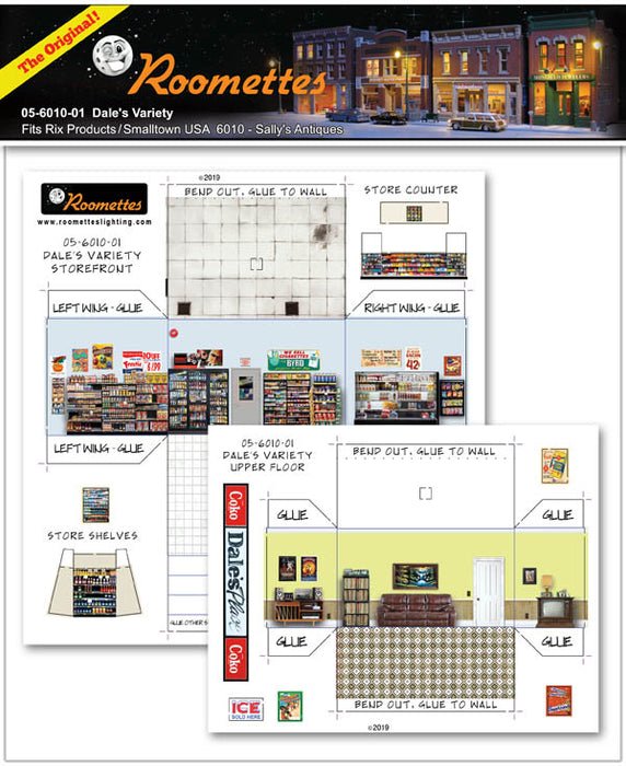 Roomettes 05-6010-01 HO Scale Dale's Variety Interior Kit (Fits Rix Products Smalltown USA 6010)