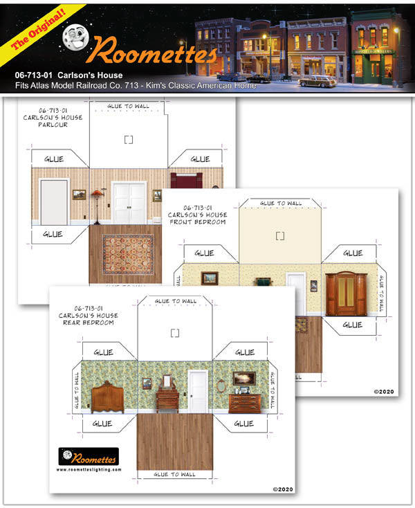 Roomettes 06-713-01 HO Scale Carlson's House Interior Kit (Fits Atlas 713)