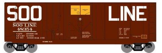 Roundhouse 1012 HO Scale 40' Grain Boxcar SOO Line 48354