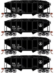 Roundhouse 1023 HO Scale 34' Ribbed Hopper Baltimore & Ohio B&O 4 Pack #1