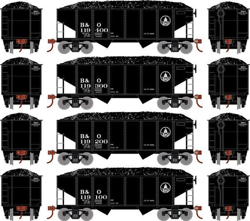 Roundhouse 1023 HO Scale 34' Ribbed Hopper Baltimore & Ohio B&O 4 Pack #1