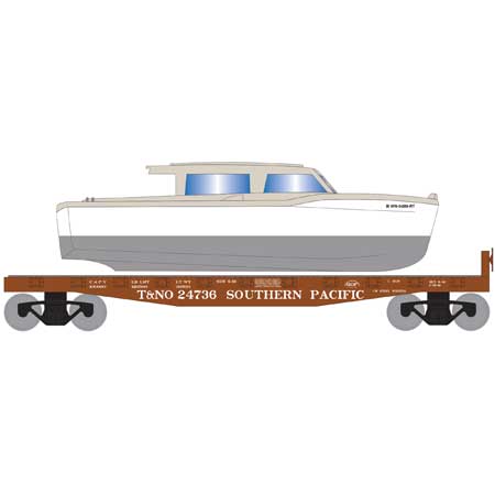 Roundhouse 1040 HO Scale 40' Flatcar with White Boat T&NO SP 24736