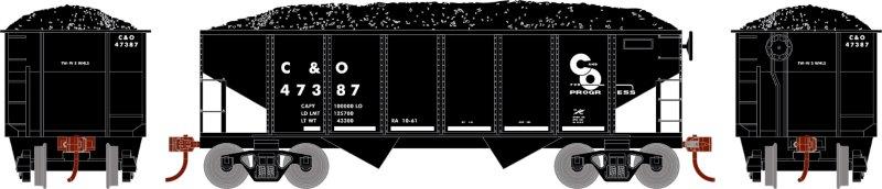 Roundhouse 1044 HO Scale 34' Ribbed Hopper Chesapeake & Ohio C&O 47387