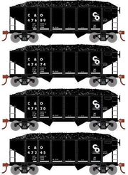 Roundhouse 1045 HO Scale 34' Ribbed Hopper Chesapeake & Ohio C&O 4 Pack #1