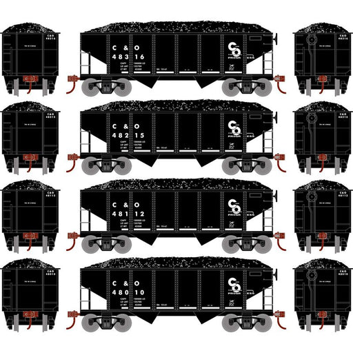 Roundhouse 1046 HO Scale 34' Ribbed Hopper Chesapeake & Ohio C&O 4 Pack #2