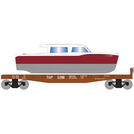 Roundhouse 1047 HO Scale 40' Flatcar with Red Boat T&P 5298