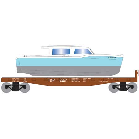 Roundhouse 1048 HO Scale 40' Flatcar with Red Boat T&P 5327