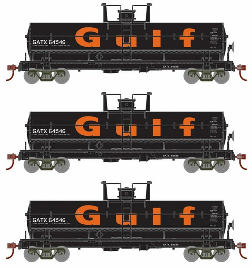Roundhouse 1108 HO Scale Chemical Tank Car Gulf GATX 3 Pack