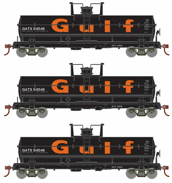 Roundhouse 1108 HO Scale Chemical Tank Car Gulf GATX 3 Pack